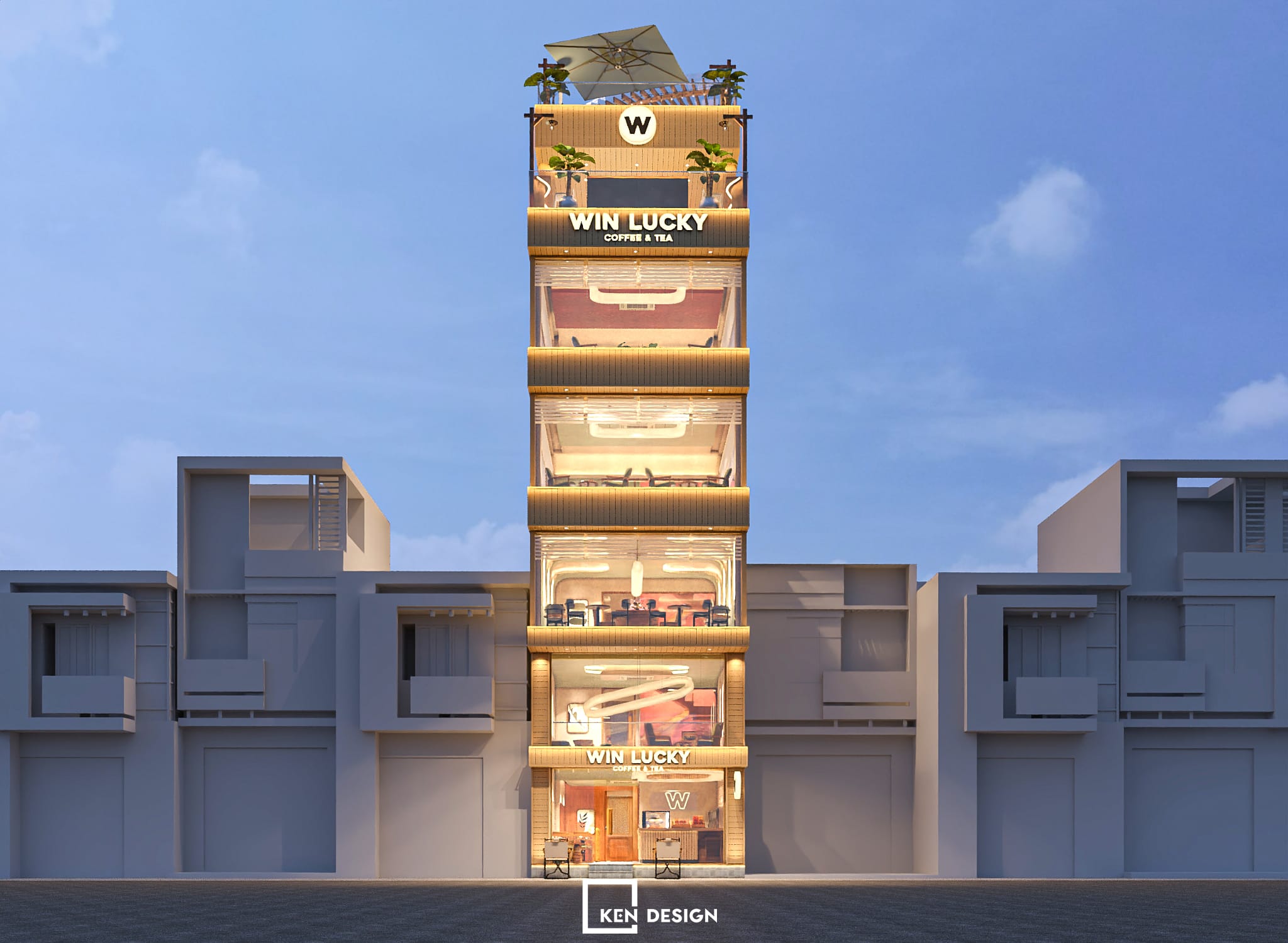 Thiết kế quán Win Lucky coffee & tea